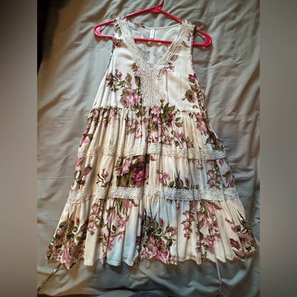 Xhilaration Floral Lace Tiered Sundress